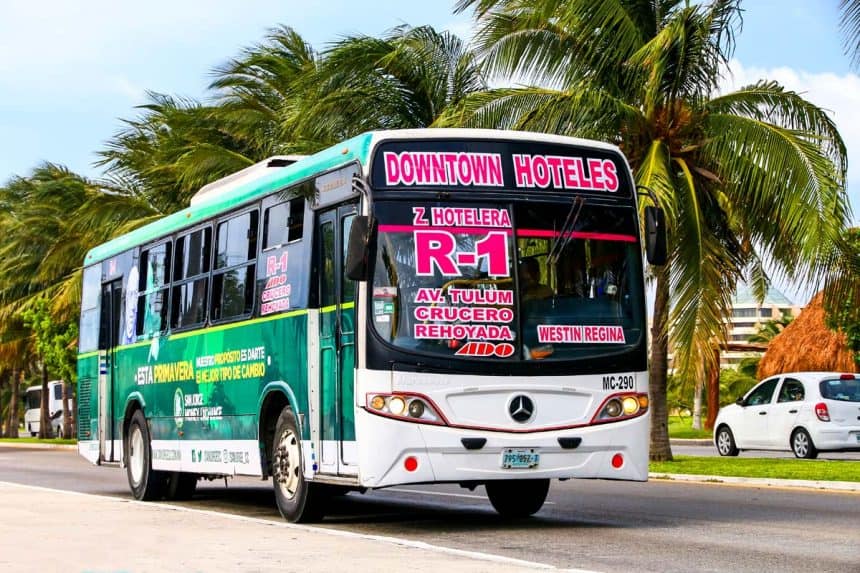 Cancun - Bus between downtown and the hotel zone