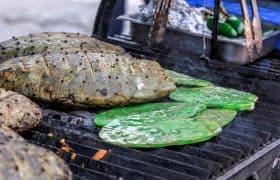Mexican streetfood: Grilled nopales