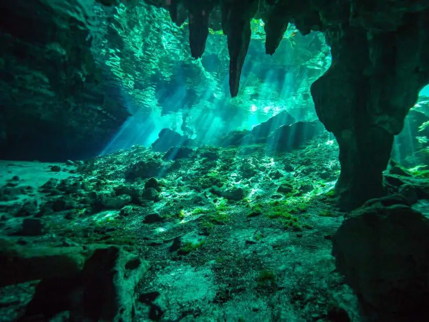 Bucear en cavernas en los cenotes de la Península de Yucatán, México