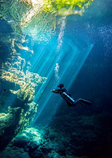 Scuba Diving Cenote El Pit, Yucatan Peninsula, Mexico
