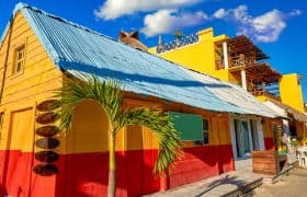 Colorful houses in Holbox, Mexico