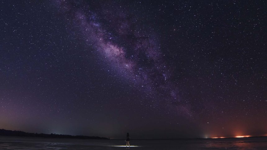 Milky Way on the night sky above Island Holbox