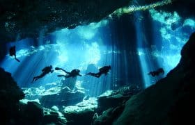 Scuba diving in the cenotes of Yucatan