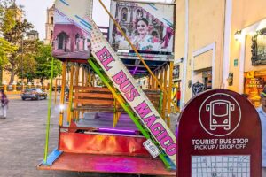 The Bus for the City Tour in Valladolid stops just around the corner of Hotel Mesón del Marqués.